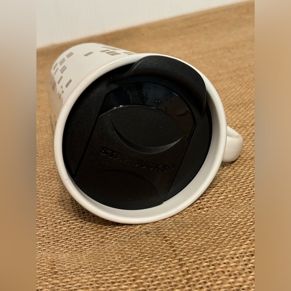 Starbucks | Holiday Gold Tree | Ceramic Travel Tumbler Tall Mug with Lid 2014 - Picture 8 of 14